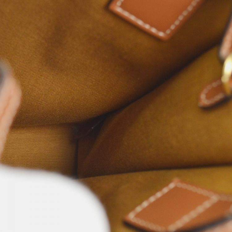 Pre Owned Celine White/Brown Mini Vertical Cabas 2way Tote Bag