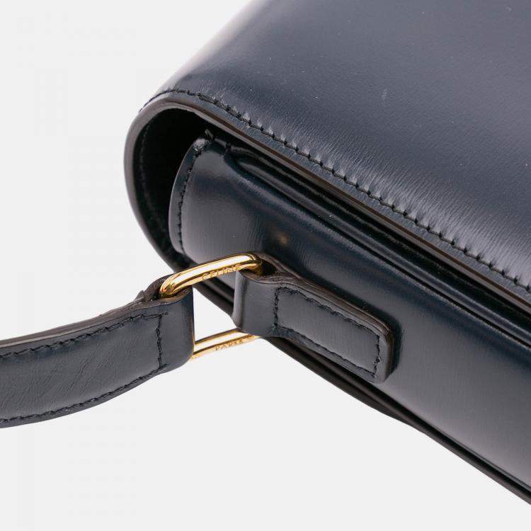 Pre Owned Celine Blue Classique Shiny Calfskin Triomphe Crossbody