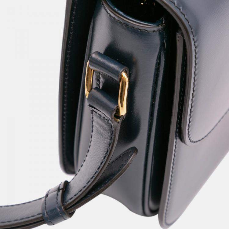 Pre Owned Celine Blue Classique Shiny Calfskin Triomphe Crossbody
