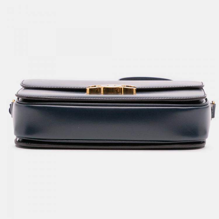 Pre Owned Celine Blue Classique Shiny Calfskin Triomphe Crossbody