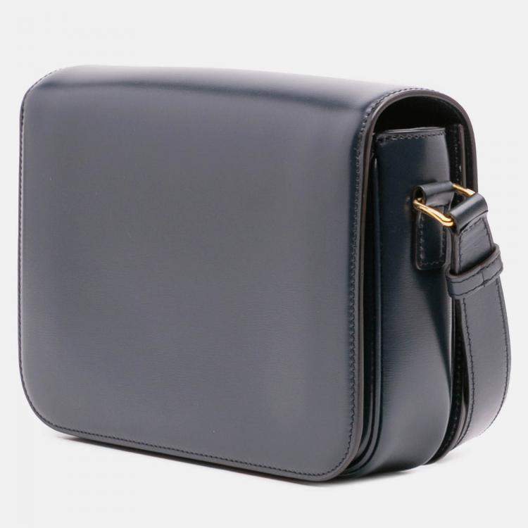 Pre Owned Celine Blue Classique Shiny Calfskin Triomphe Crossbody