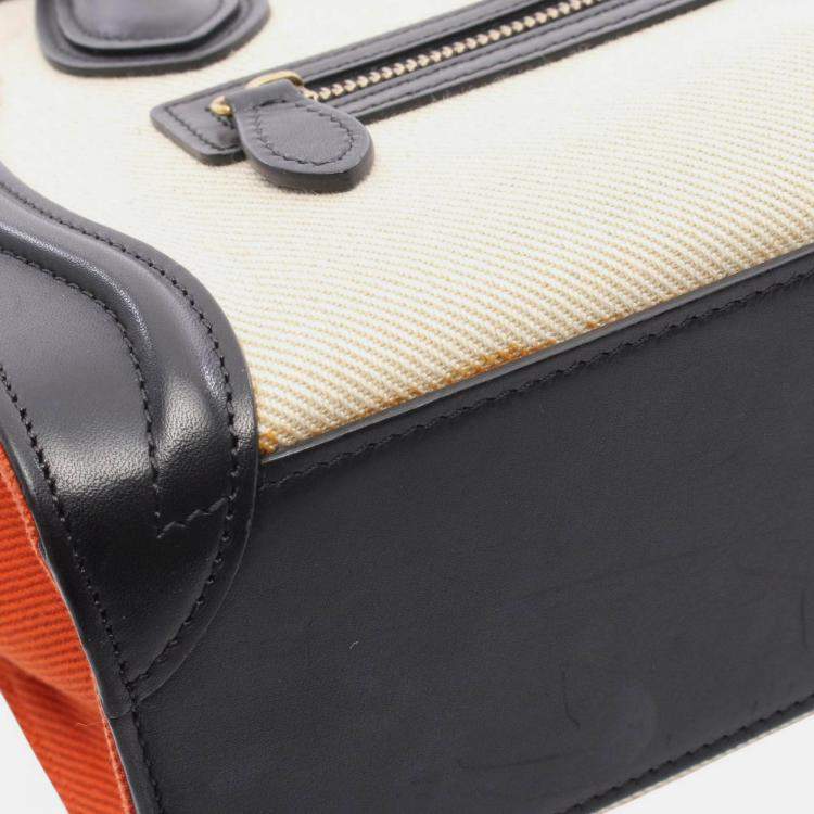 Pre Owned Celine Multicolor Nano Tricolor Canvas and Leather Luggage Tote