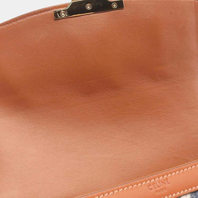 Pre Owned Celine Classic Triomphe Shoulder Bag Denim And Leather  Navy Brown