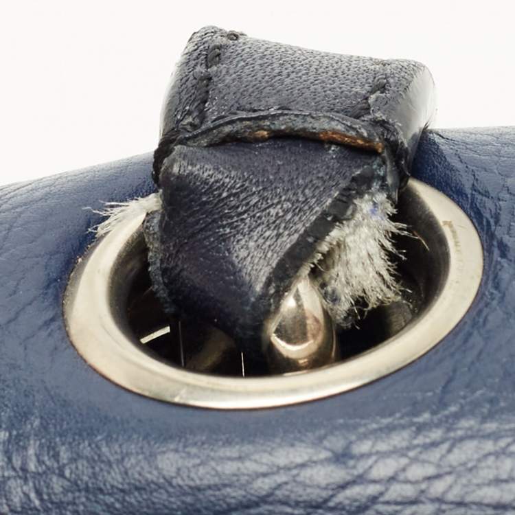 Pre Owned Celine Two Tone Blue Leather and Suede All Soft Shoulder Bag