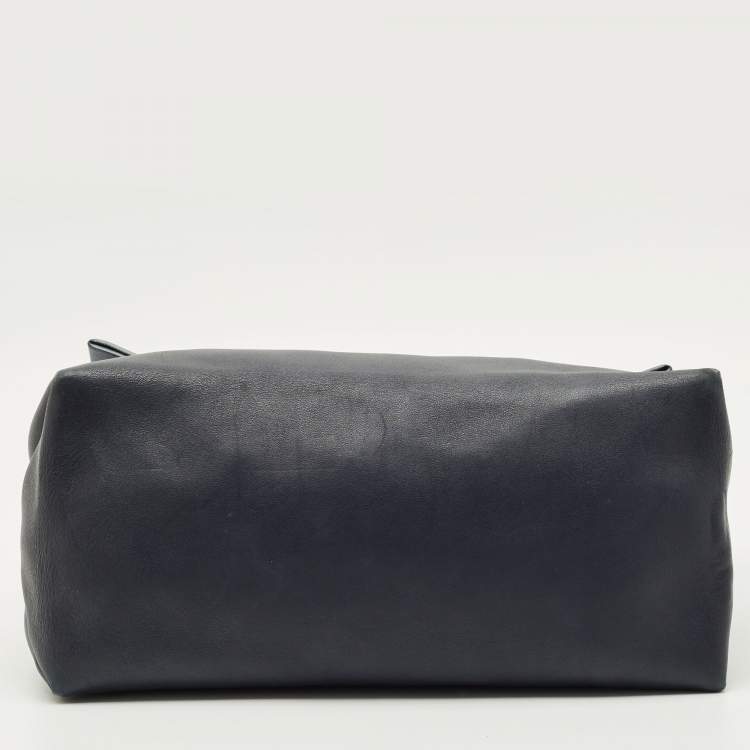 Pre Owned Celine Two Tone Blue Leather and Suede All Soft Shoulder Bag