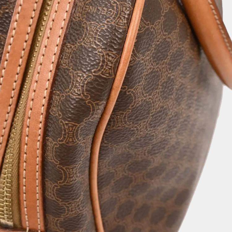 Pre Owned Celine Brown Coated Canvas Leather Macadam Handbag