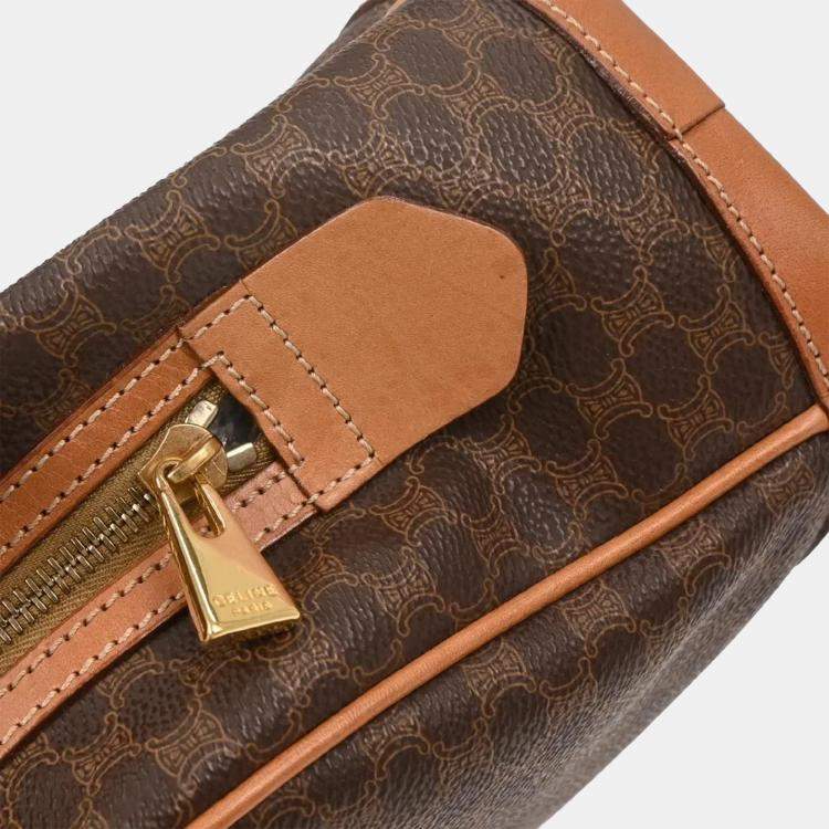 Pre Owned Celine Brown Coated Canvas Leather Macadam Handbag