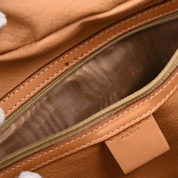 Pre Owned Celine Brown Coated Canvas Leather Macadam Handbag