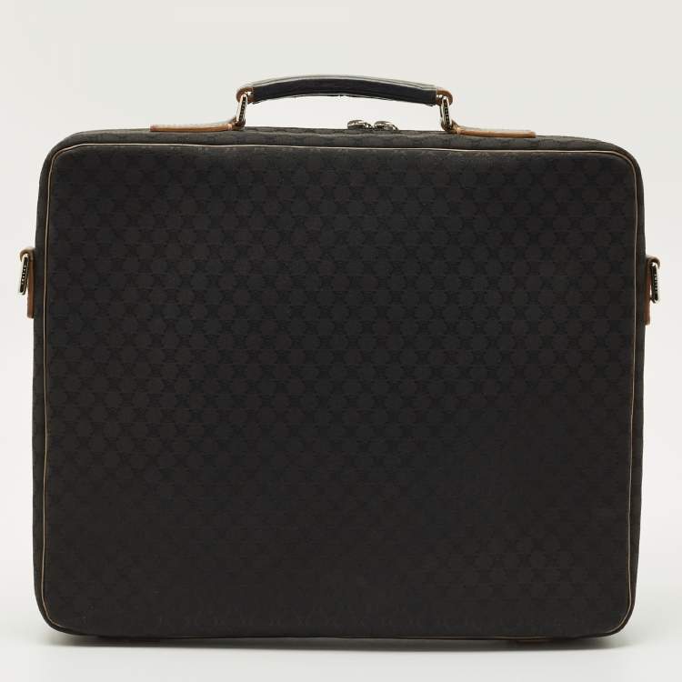 Pre Owned Celine Black Macadam Canvas and Leather Vintage Briefcase