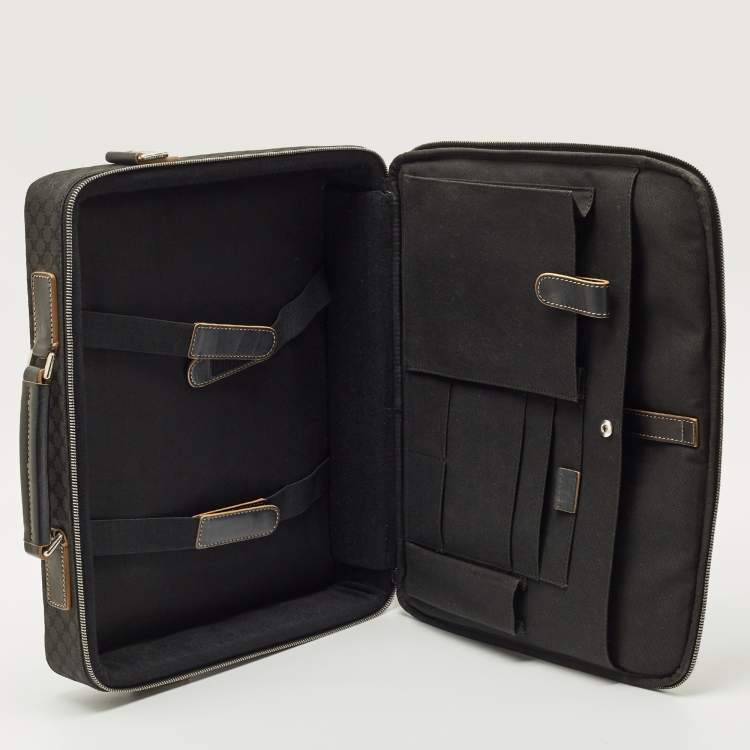 Pre Owned Celine Black Macadam Canvas and Leather Vintage Briefcase