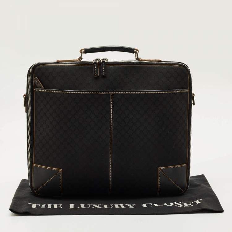 Pre Owned Celine Black Macadam Canvas and Leather Vintage Briefcase