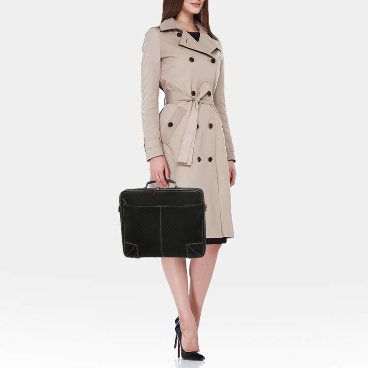 Pre Owned Celine Black Macadam Canvas and Leather Vintage Briefcase