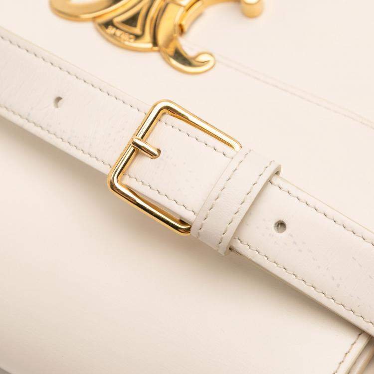 Pre Owned Celine Beige Classique Shiny Calfskin Triomphe Crossbody