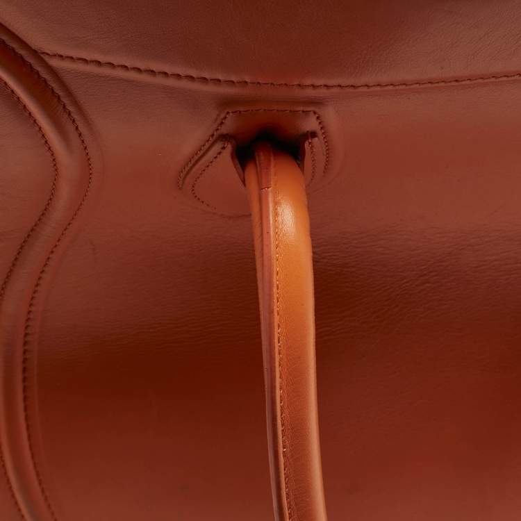 Pre Owned Celine Orange Leather Medium Phantom Luggage Tote