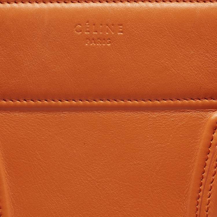 Pre Owned Celine Orange Leather Medium Phantom Luggage Tote