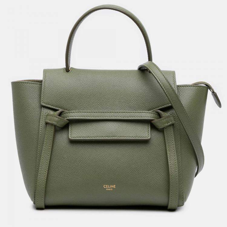 Pre Owned Celine Green Nano Grained Calfskin Belt Bag