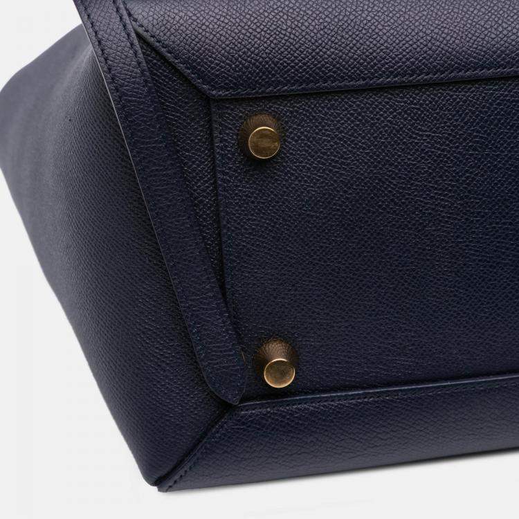 Pre Owned Celine Navy Blue Mini Grained Calfskin Belt Bag