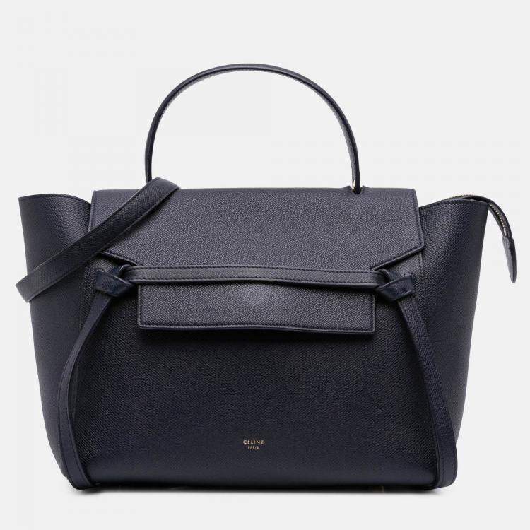 Pre Owned Celine Navy Blue Mini Grained Calfskin Belt Bag