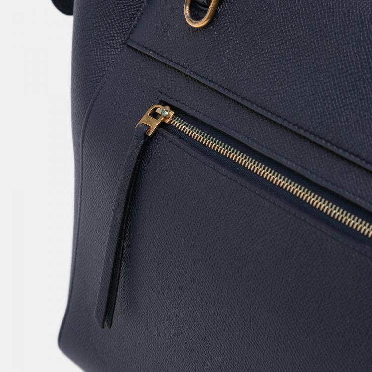 Pre Owned Celine Navy Blue Mini Grained Calfskin Belt Bag