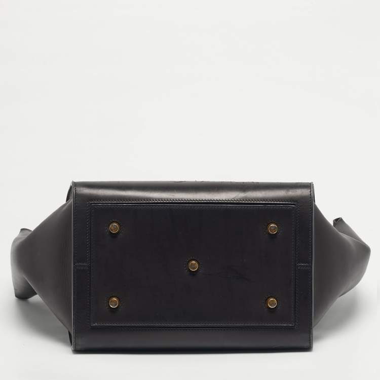 Pre Owned Celine Black Leather Small Tie Tote