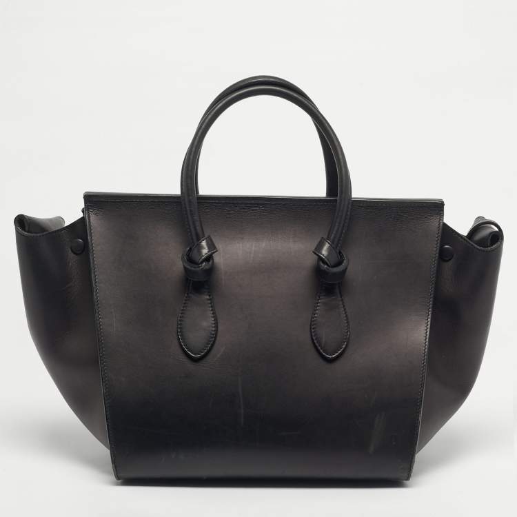 Pre Owned Celine Black Leather Small Tie Tote