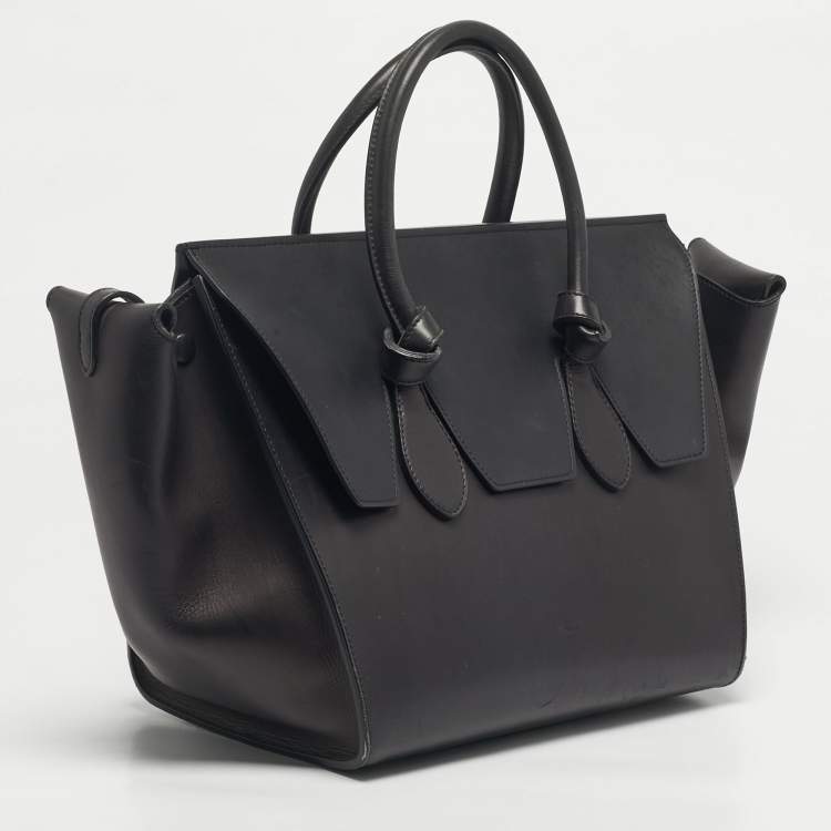 Pre Owned Celine Black Leather Small Tie Tote