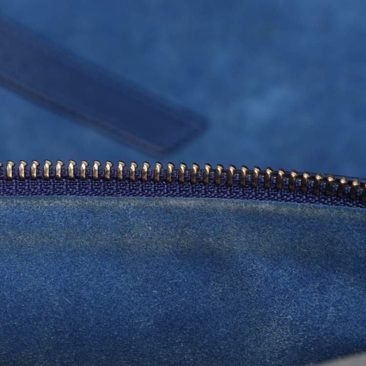 Pre Owned Celine Royal Blue Leather Small Phantom Luggage Tote