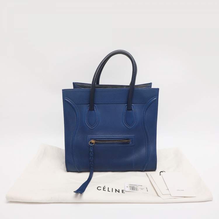 Pre Owned Celine Royal Blue Leather Small Phantom Luggage Tote