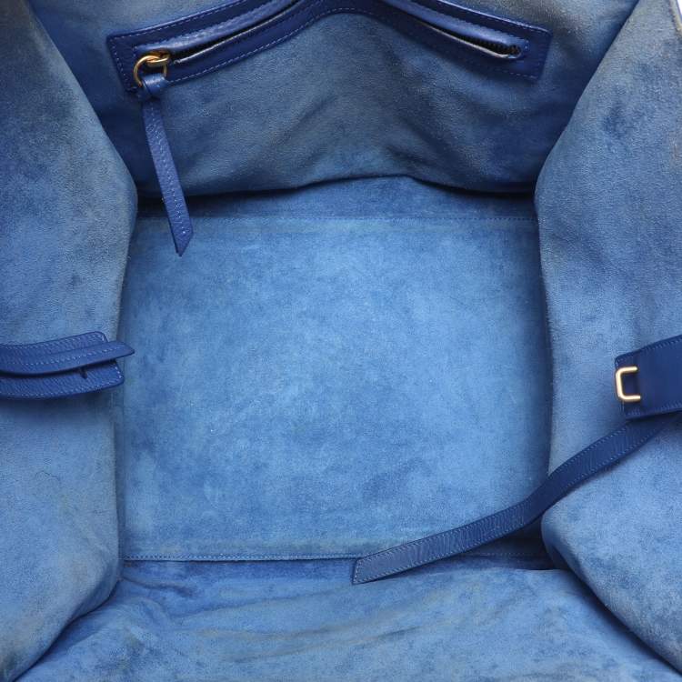 Pre Owned Celine Royal Blue Leather Small Phantom Luggage Tote