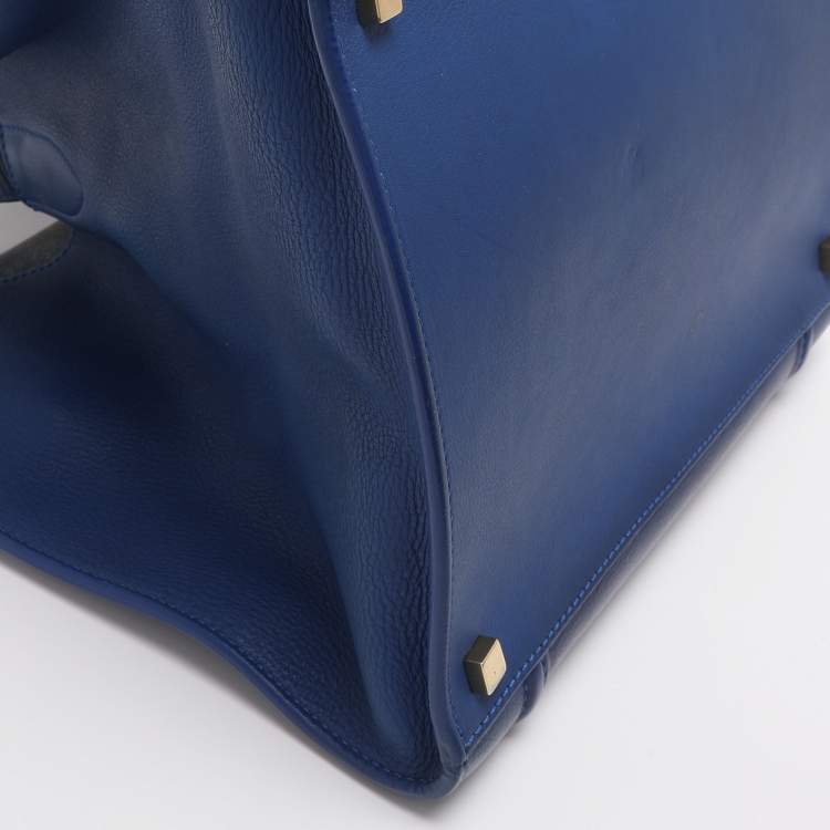 Pre Owned Celine Royal Blue Leather Small Phantom Luggage Tote