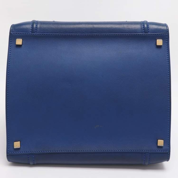 Pre Owned Celine Royal Blue Leather Small Phantom Luggage Tote