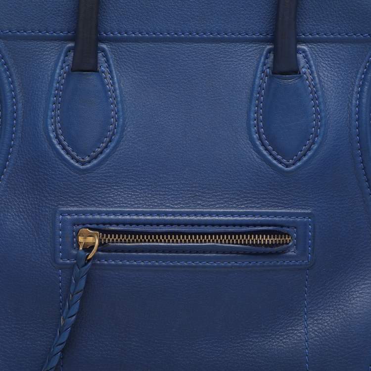 Pre Owned Celine Royal Blue Leather Small Phantom Luggage Tote
