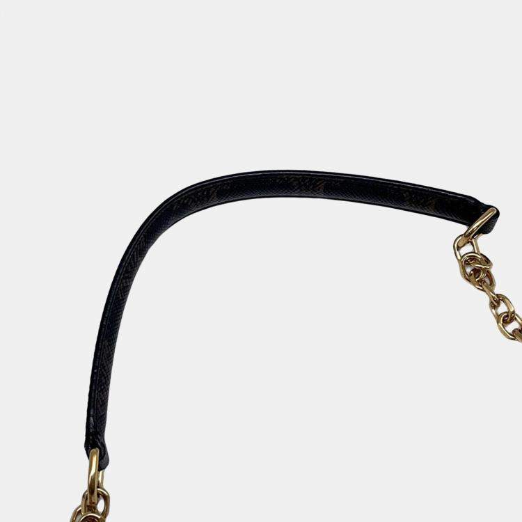 Pre Owned Celine Celine Chain Wallet Black/Brown Pvc/Leather
