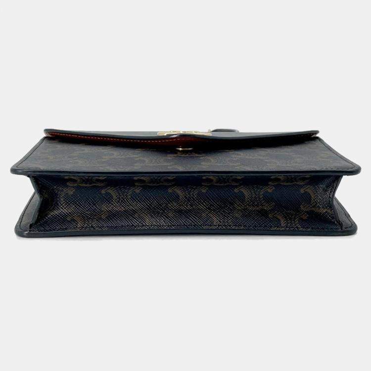 Pre Owned Celine Celine Chain Wallet Black/Brown Pvc/Leather