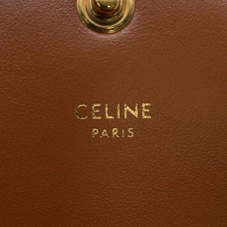 Pre Owned Celine Celine Chain Wallet Black/Brown Pvc/Leather