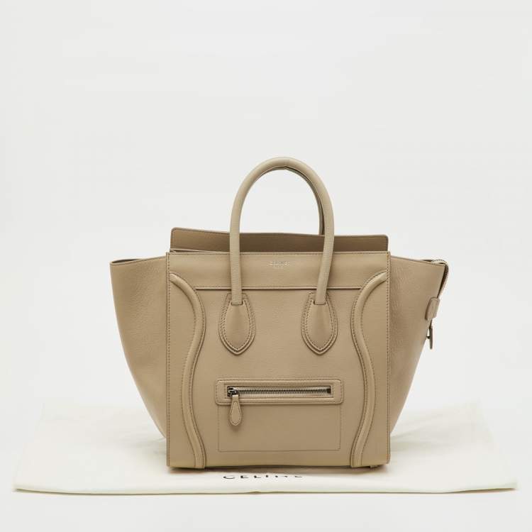 Pre Owned Celine Beige Leather Mini Luggage Tote