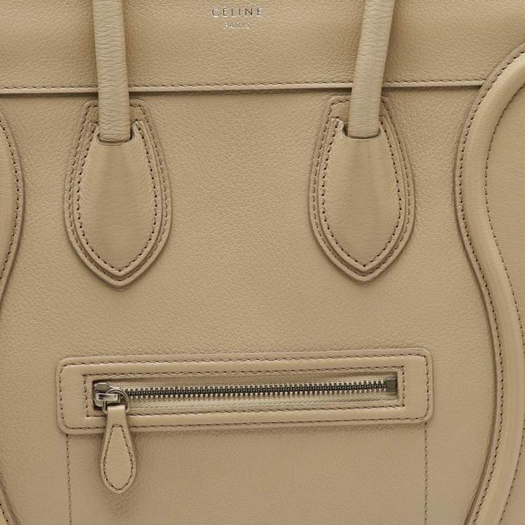Pre Owned Celine Beige Leather Mini Luggage Tote