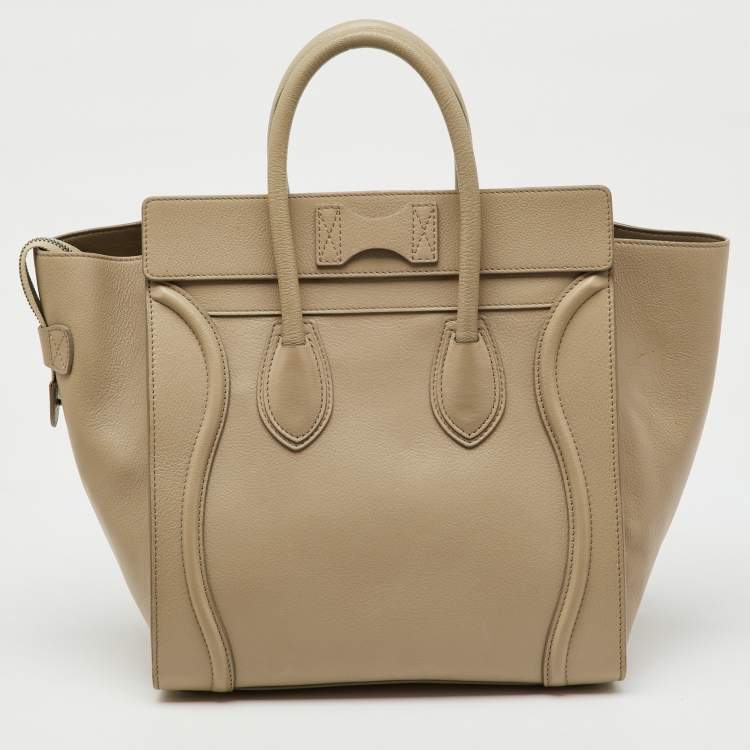 Pre Owned Celine Beige Leather Mini Luggage Tote