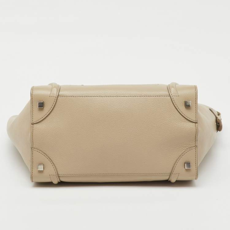Pre Owned Celine Beige Leather Mini Luggage Tote