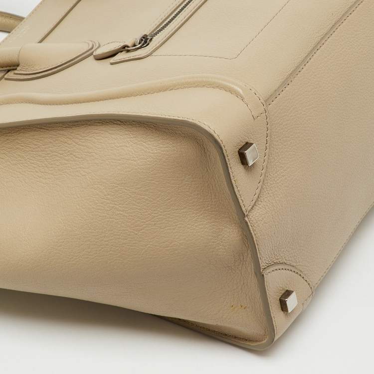 Pre Owned Celine Beige Leather Mini Luggage Tote