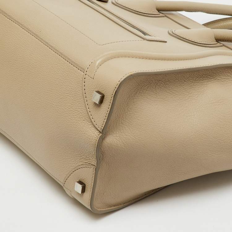 Pre Owned Celine Beige Leather Mini Luggage Tote