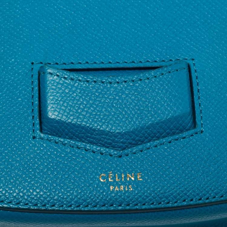 Pre Owned Celine Blue Leather Small Trotteur Crossbody Bag