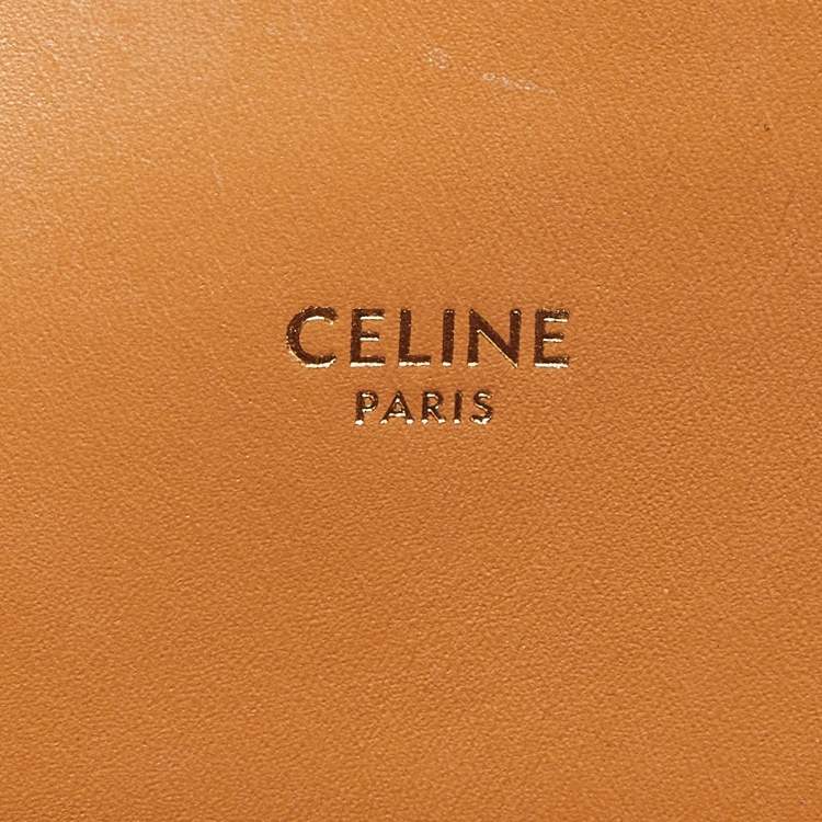 Pre Owned Celine Tan/Natural Canvas and Leather Small Vertical Cabas Tote