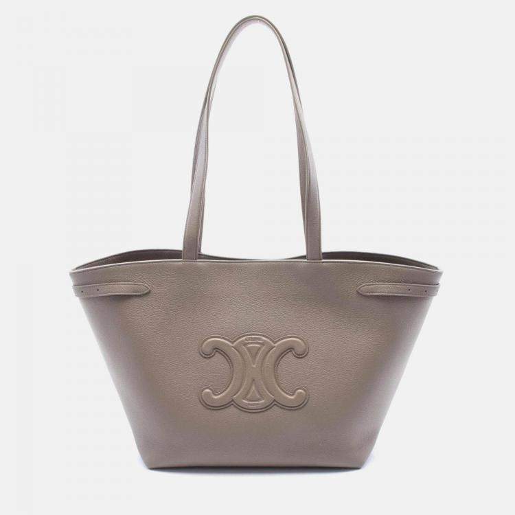 Pre Owned Celine Medium Cabas Anais Cuir Triomphe Beige Leather Tote Bag