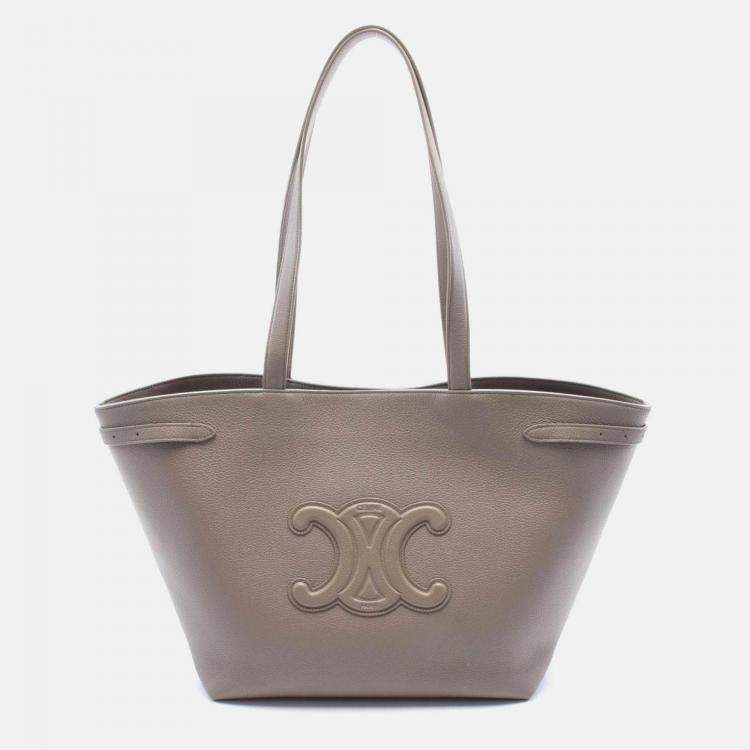 Pre Owned Celine Medium Cabas Anais Cuir Triomphe Beige Leather Tote Bag