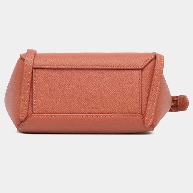 Pre Owned Celine Orange Pico Grained Calfskin Belt Bag