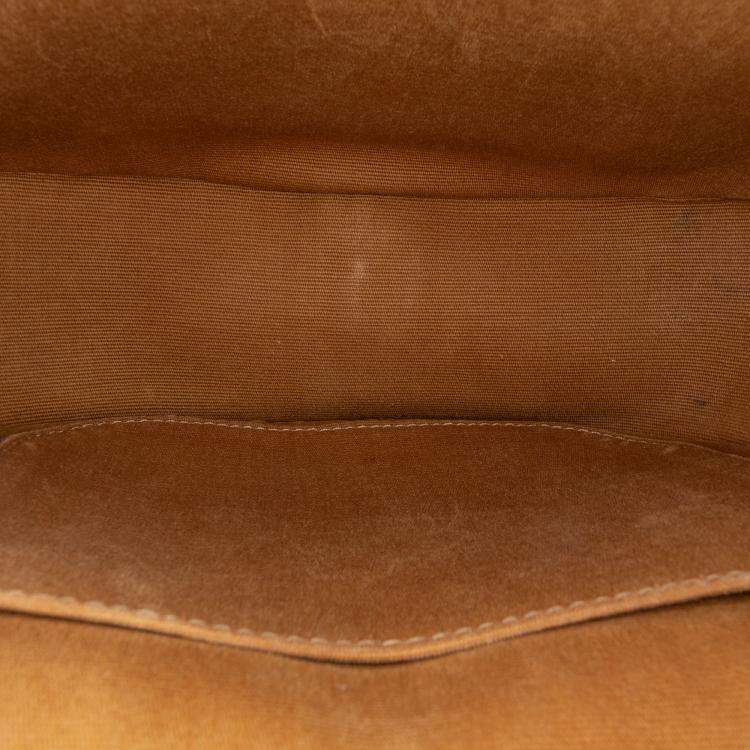 Pre Owned Celine Brown Medium Triomphe Coated Canvas Folco Crossbody