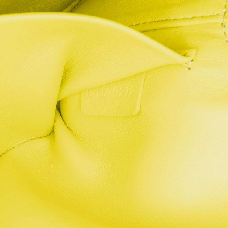 Pre Owned Celine Yellow Calfskin Cuir Triomphe Chain Shoulder Bag