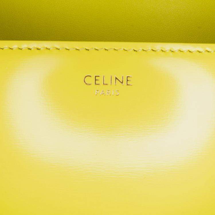 Pre Owned Celine Yellow Calfskin Cuir Triomphe Chain Shoulder Bag