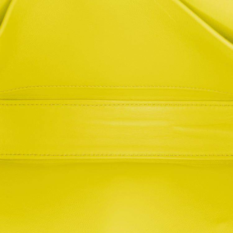 Pre Owned Celine Yellow Calfskin Cuir Triomphe Chain Shoulder Bag